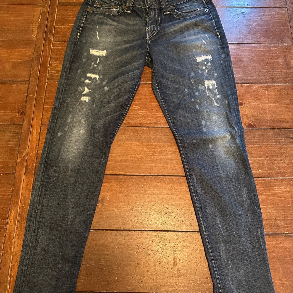 True Religion Women's Skinny Jeans - Distressed Blue